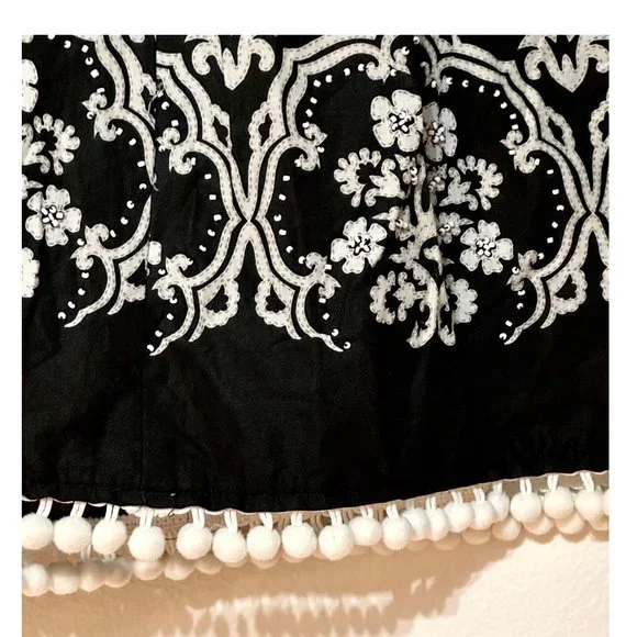 Black & White Skirt with Pom Pom Fringe Hem ~ Ann Taylor Loft - Picture 3 of 8